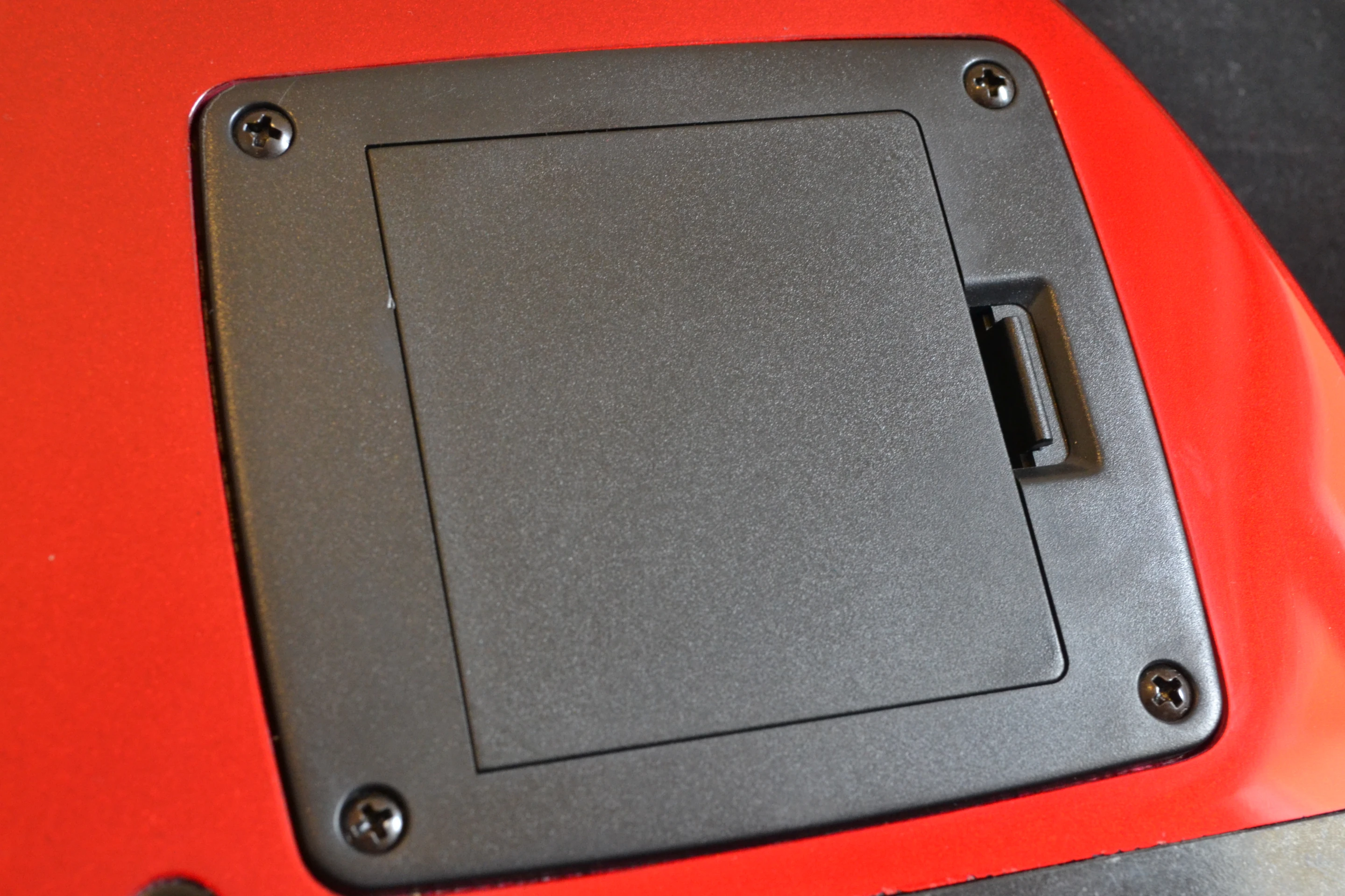 Round the back, there's a battery compartment