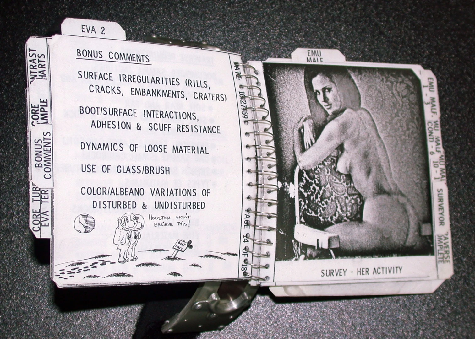 One of the Playboy Playmates snuck into the EVA notes of the Apollo 12 crew