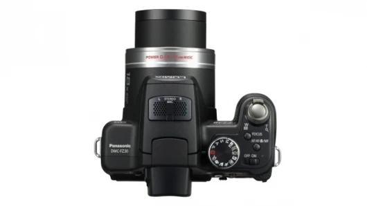 The Panasonic DMC-FZ38 shoots 720p HD video with stero sound (note top-mounted microphones)