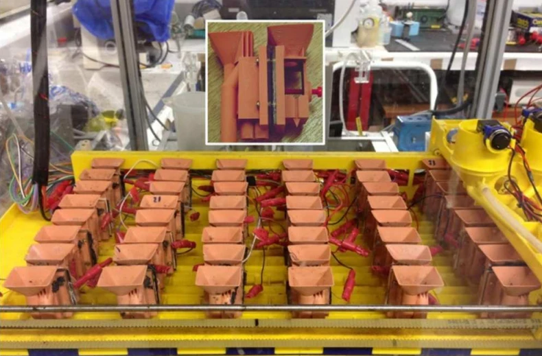 Part of the MFC cascade that generates electricity from urine