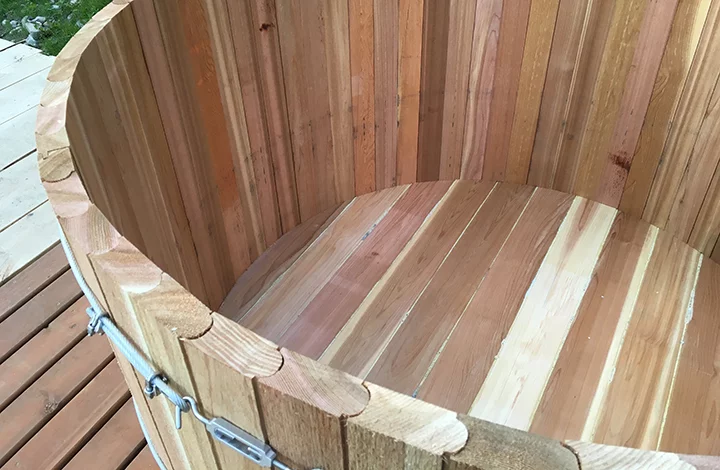 The wood-fired hot tub