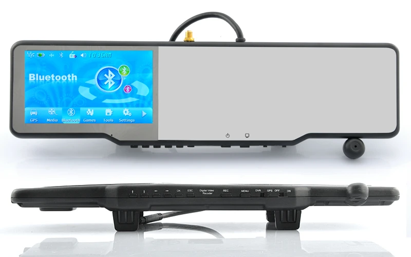 The Complete Car Bluetooth Rearview Mirror Kit turns a rearview mirror into an in-car entertainment hub