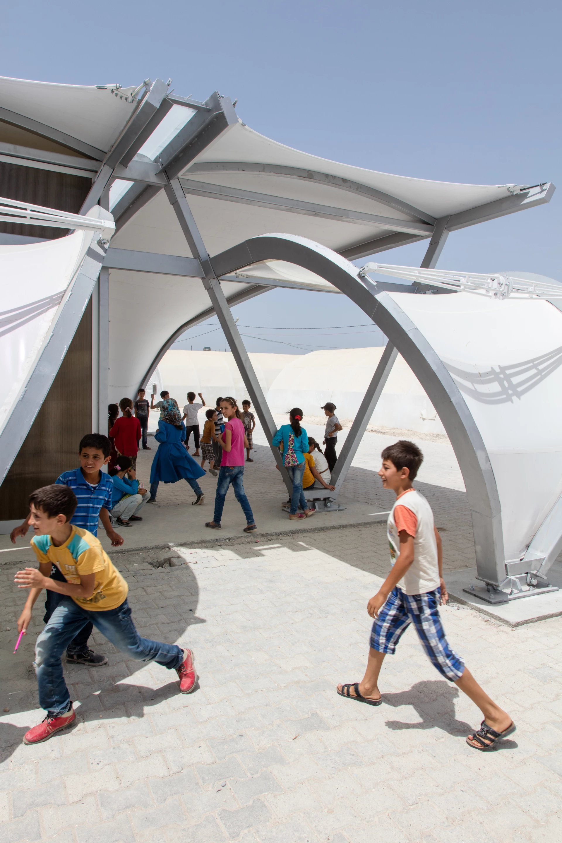 The ZHA-EAA tents are designed to be expanded or dismantled and rebuilt elsewhere with relative ease