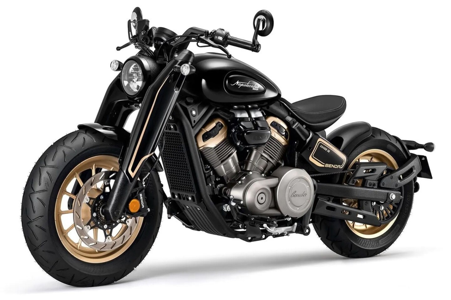 The NapoleonBob 500 is a single-seat bobber with a faux girder fork and a throwback aesthetic