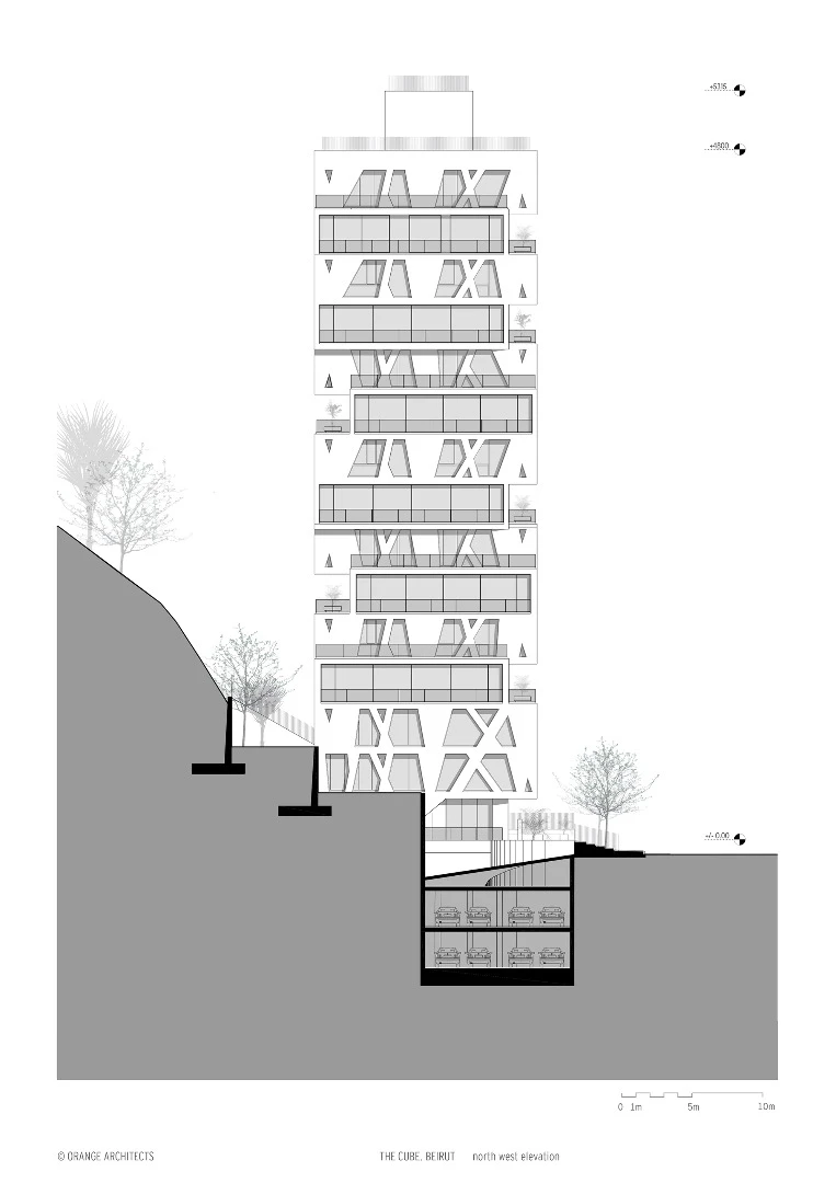 Architectural drawing of The Cube