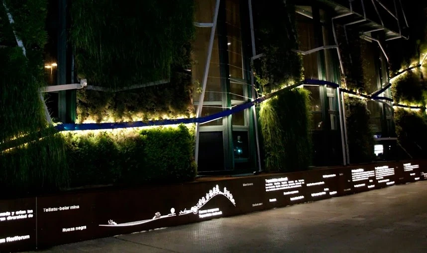 The frame lit up at night