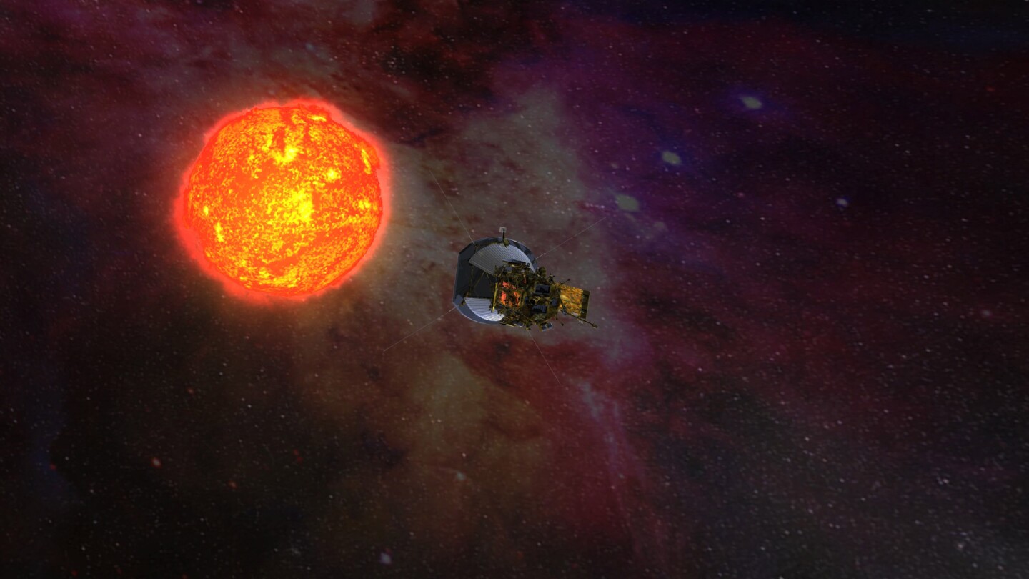 An earlier NASA rendering of the solar probe, then known as Solar Probe Plus