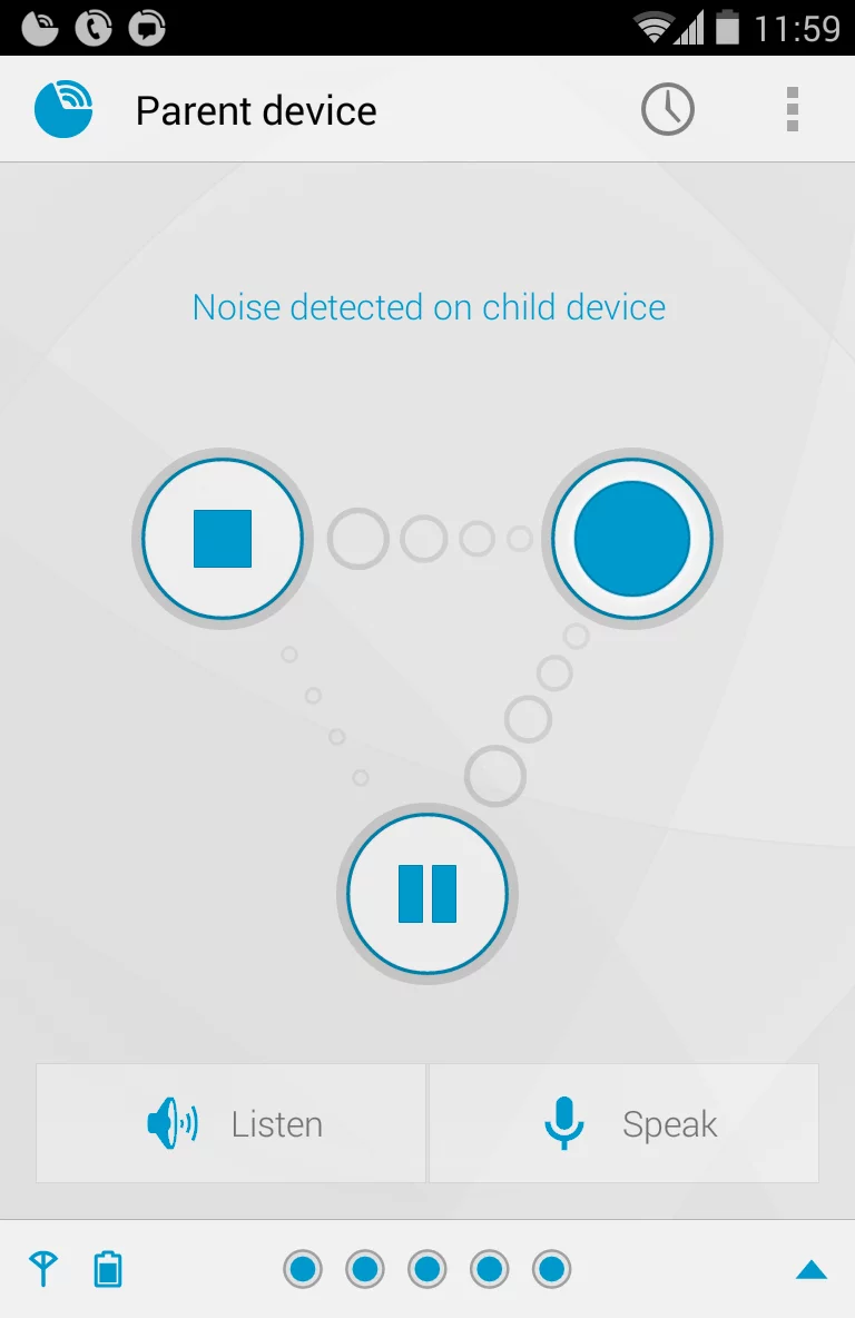 The Dormi parent device monitoring screen