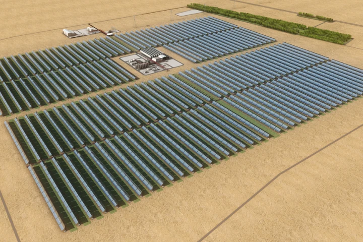 Rendering of the Shams 1 concentrated solar power plant