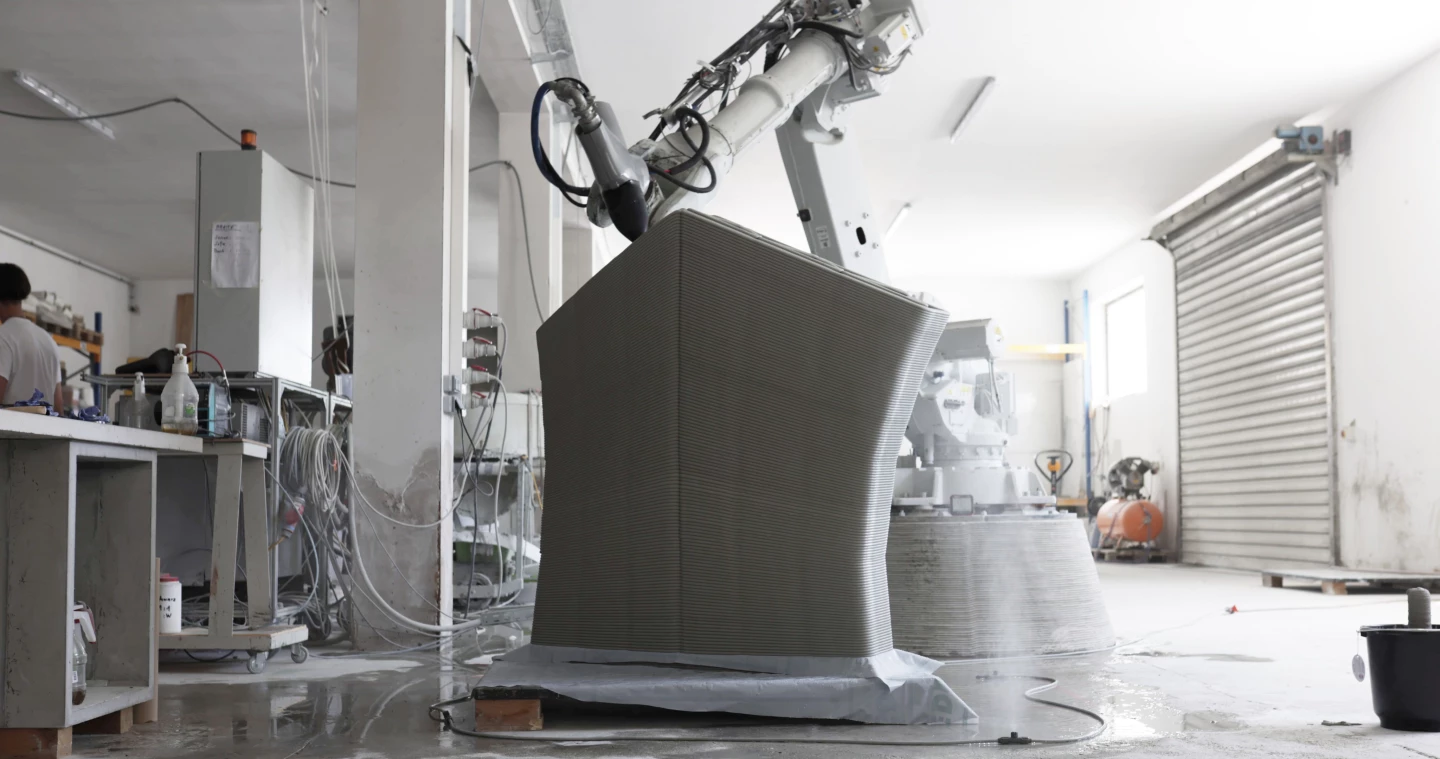 3D printing the concrete blocks