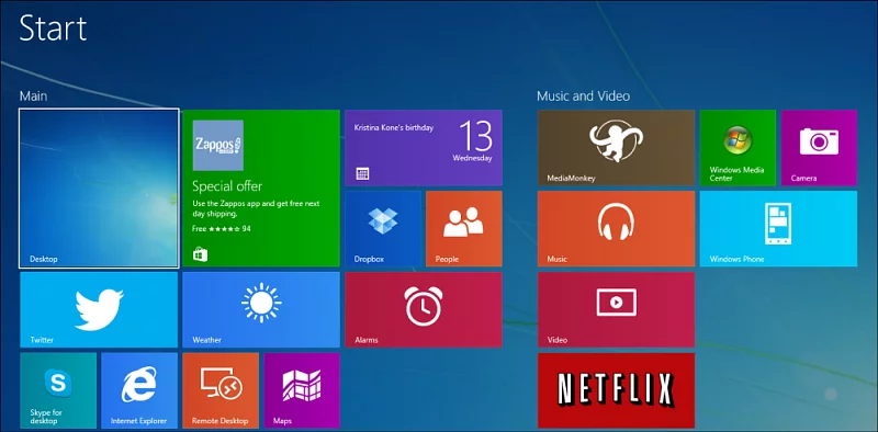 Windows 8.1 Metro-style tile based interface