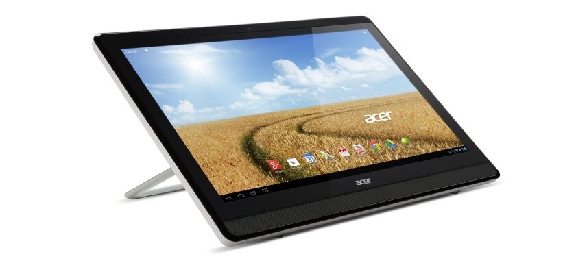 The DA223 HQL's adjustable stand allows for the computer to be laid out flat on a table top or lap for a big tablet Android Jelly Bean experience