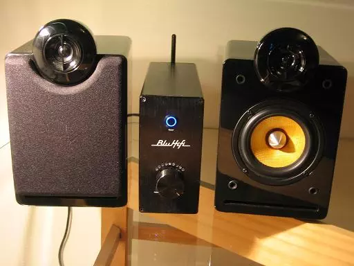 The BluAmp Bluetooth amplifier, with BluHifi bookshelf speakers