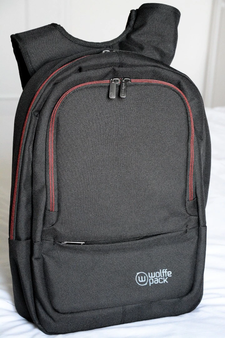 Water-resistant, ballistic polyester exterior textiles, Kevlar and carbon fiber add a rugged element to the design