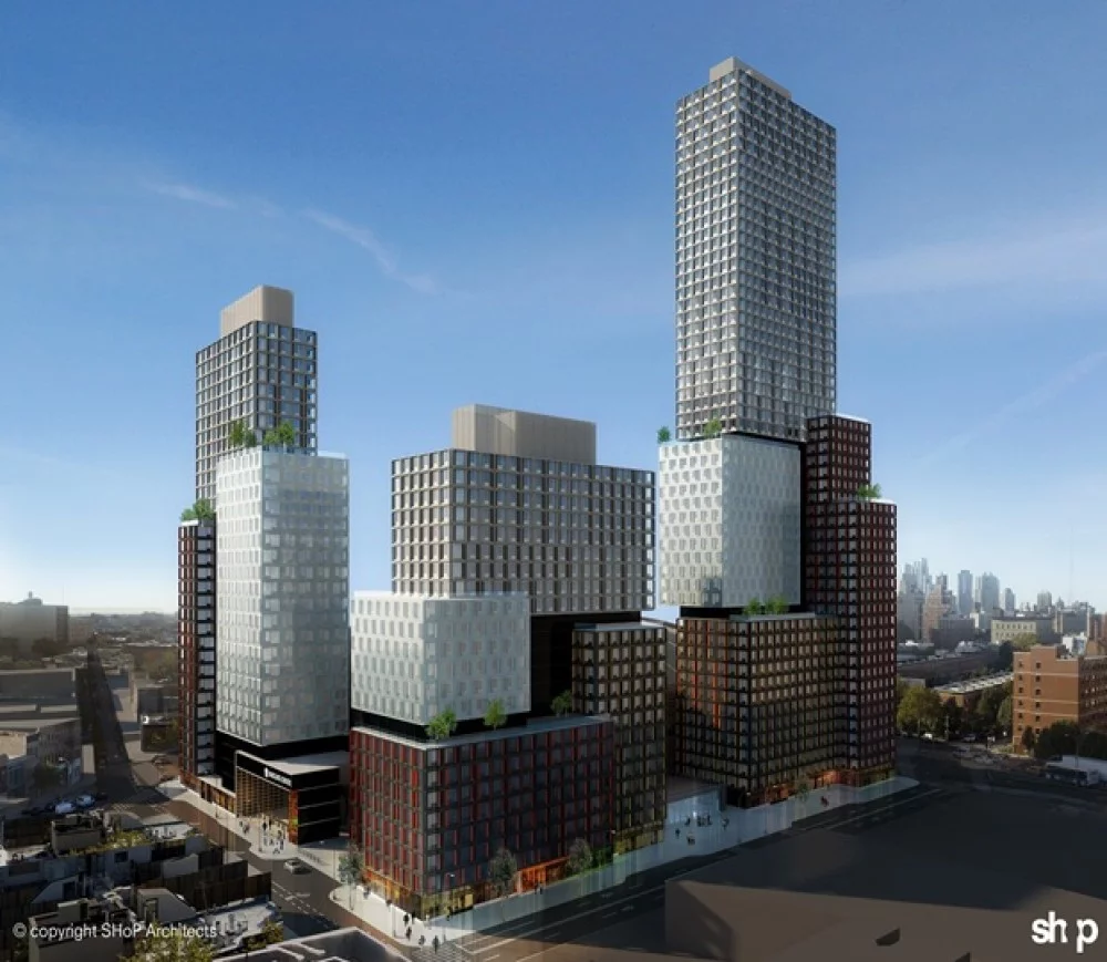 The $4.9 billion Atlantic Yards project will provide up to 6400 units of affordable and market-rate housing, retail units, office space, a sports and entertainment complex and 8 acres of publicly accessible open space (Image: SHoP)