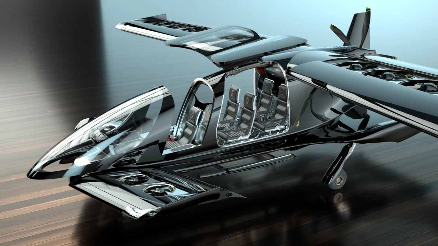 A five-seat cabin turns this into a piloted air taxi, but that space can also be used for cargo