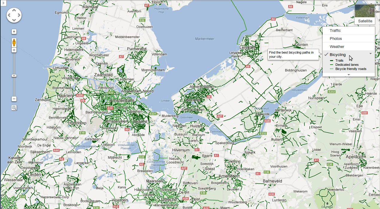 Netherlands biking with Google Maps