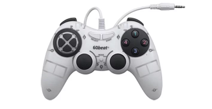 The 60beat GamePad plugs into iDevices via their 3.5 mm headphone jack
