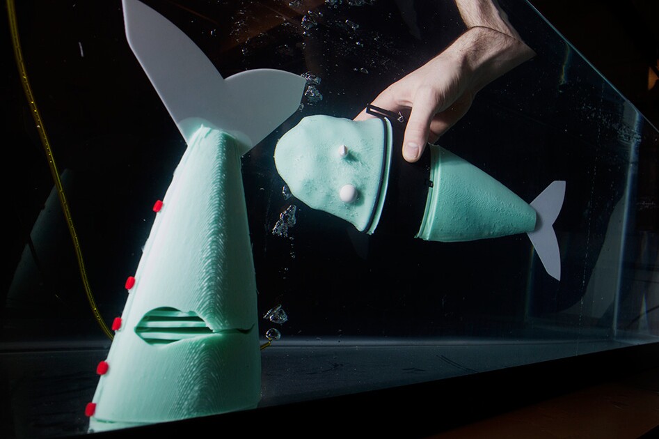 The robot's silicone tail section is completely pliable