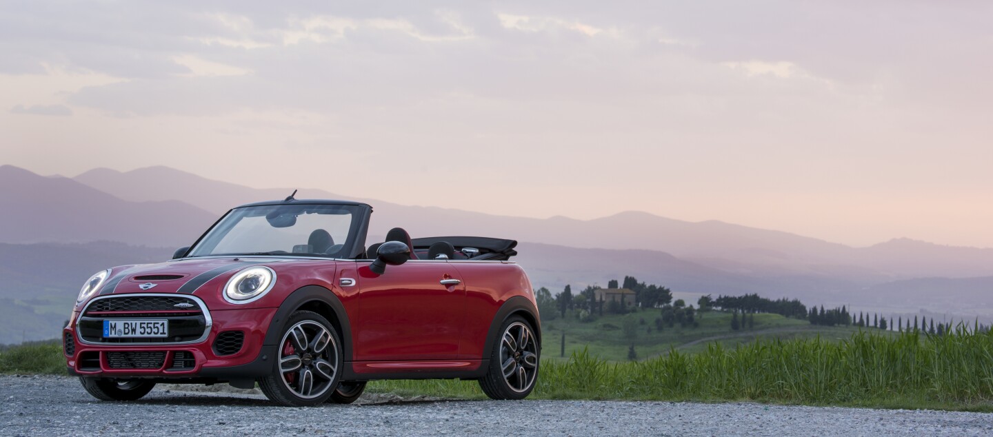 The Mini JCW Convertible has bigger brakes to hold its extra power back