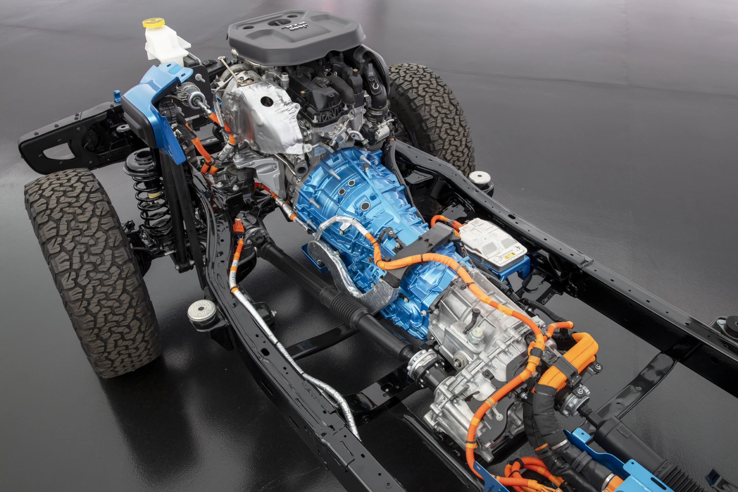 The other motor on the 2021 Jeep Wrangler 4xe is integrated into the transmission (shown here) and replaces the torque converter normally found in the bell