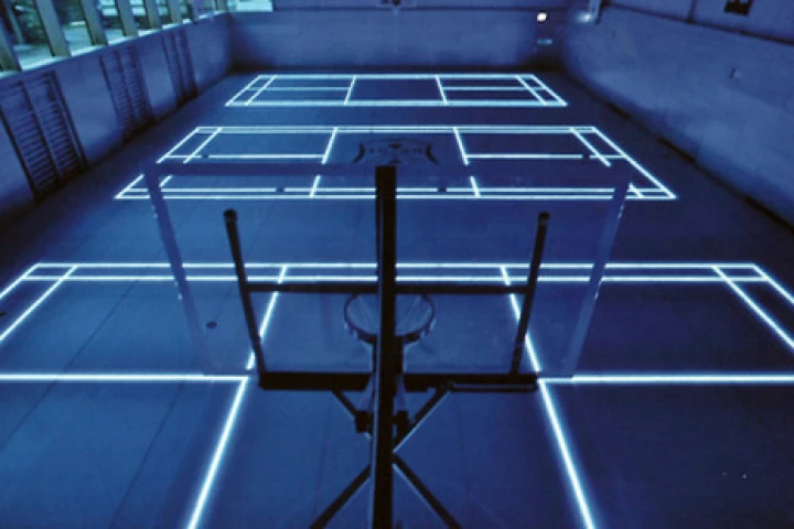 The Tron style ASB GlassFloor basketball court