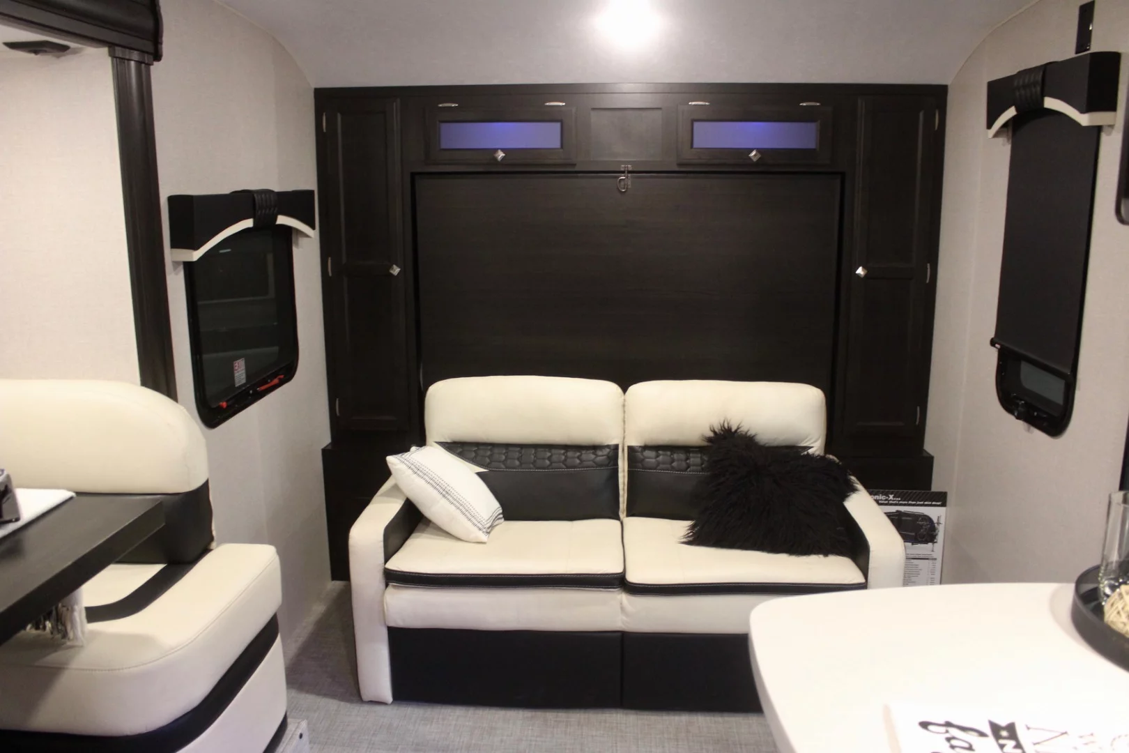 The Murphy bed stowed away in day mode