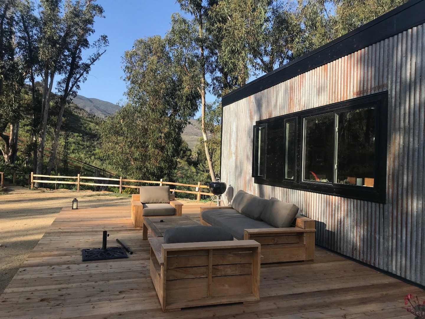 Corrugated metal exterior of the Cornelia tiny home