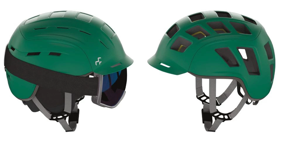 The Bridger helmet in its cold weather and warm weather configurations (goggles not included)