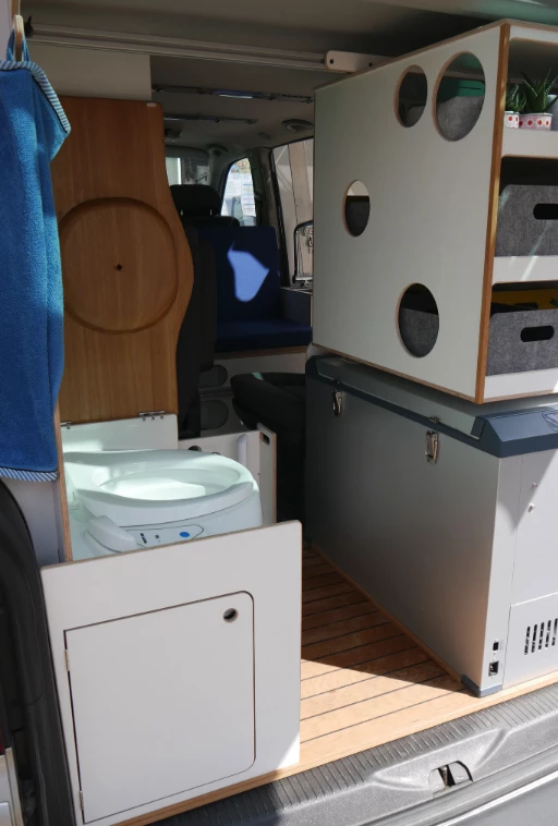 Shown here on the Galeria ForFour, the Queensize sink swings away to clear access to the toilet