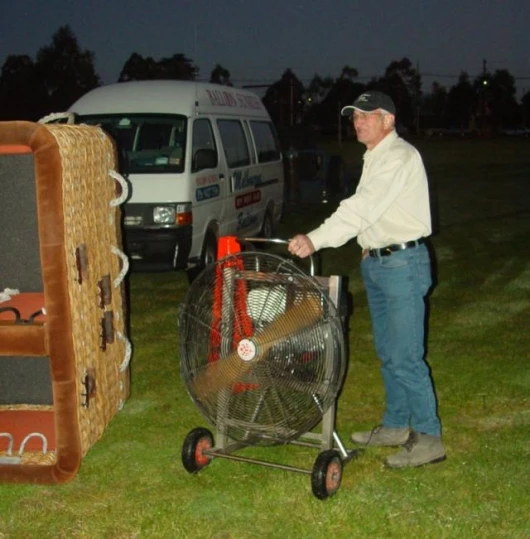 Before the hot air is used to inflate the balloon, a fan partially inflates the canopy