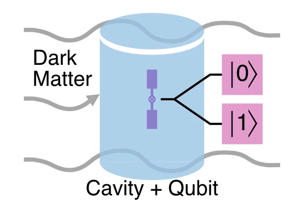 A diagram showing how the superconducting cavity would work to detect potential dark matter signals