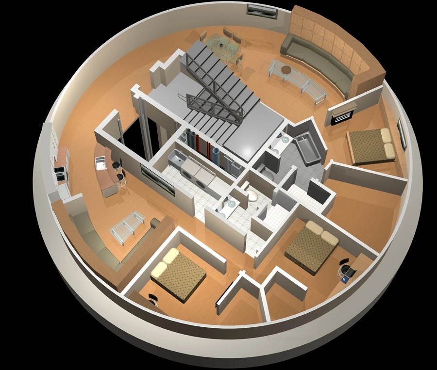 A floor-plan of a shelter condo
