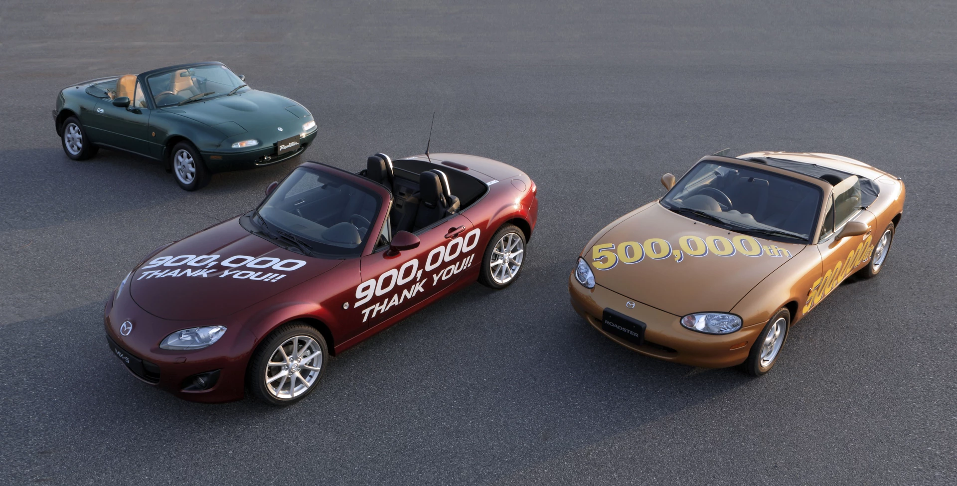 Three generations of Mazda MX-5