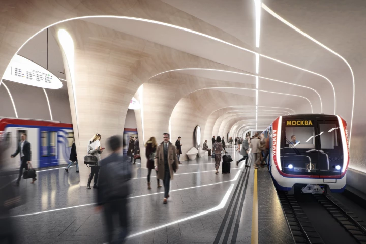 Klenoviy Boulevard Station 2's lighting is designed in collaboration with Arup Lighting