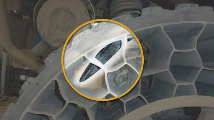 The NPT can run after sustaining what would be severe damage to a conventional tire