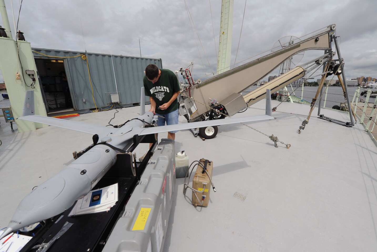 An ONR ScanEagle being prepared for launch (Image: ONR)