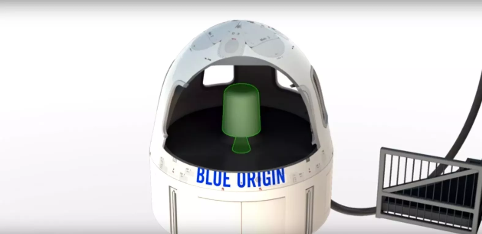 X-ray view of the crew capsule showing the escape motor