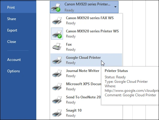The virtual printer app for Windows lets you print from Office and other desktop programs