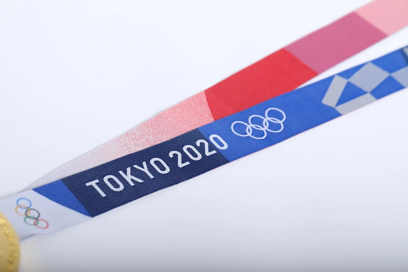 The ribbons of the Tokyo 2020 Olympic medals