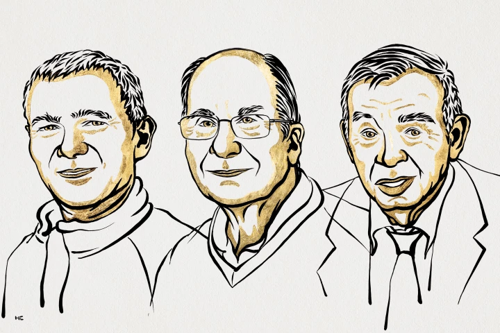 Pen and ink illustration of three men