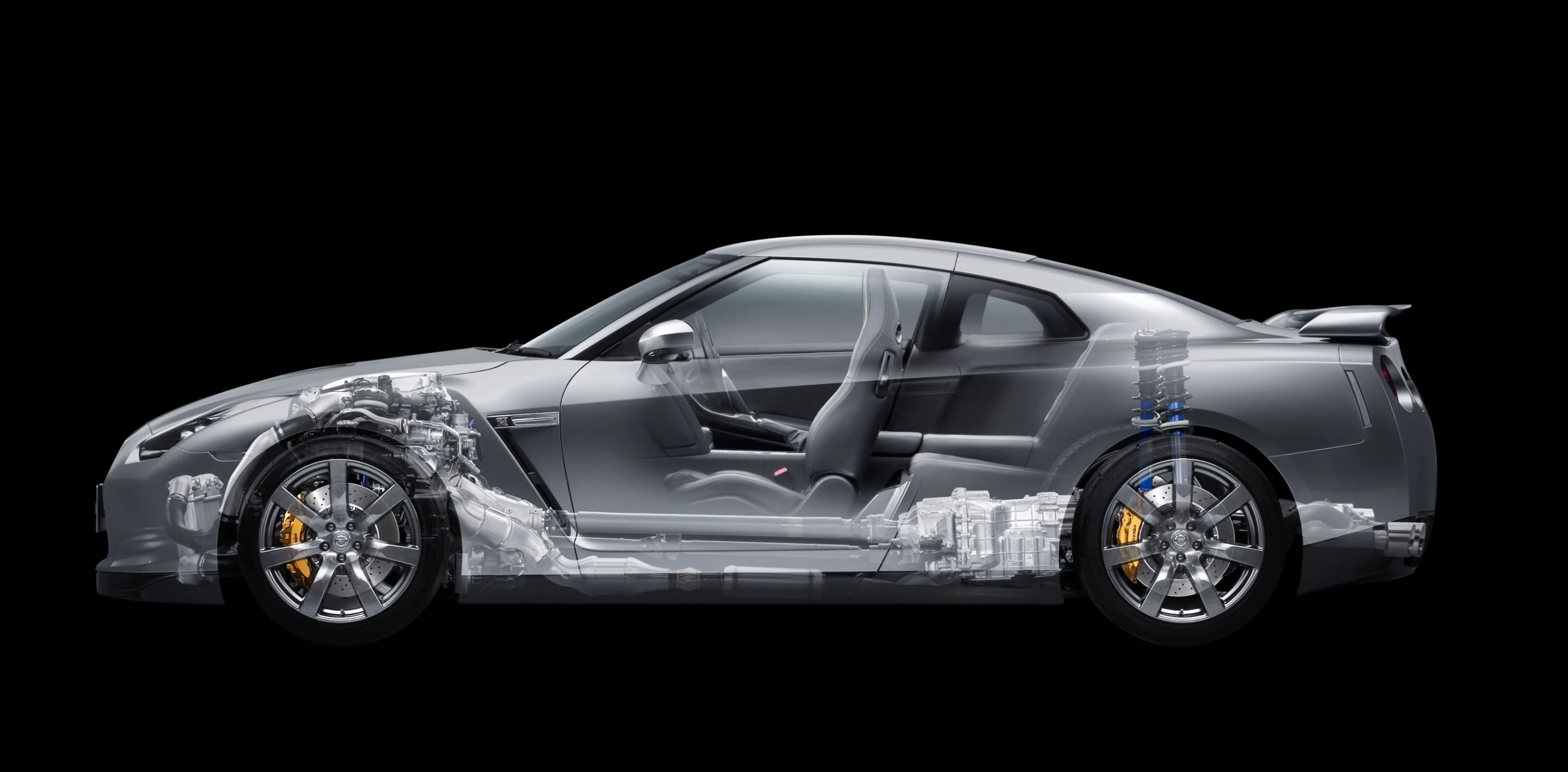 Nissan's GT-R - showing the engine and drivetrain used in the JUKE-R concept