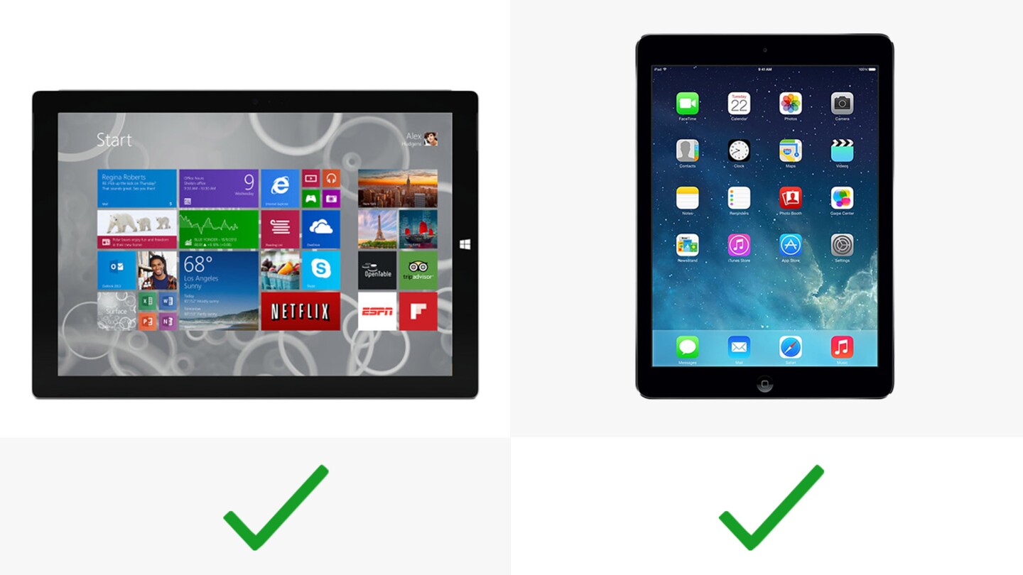 Both devices run their own versions of Microsoft Office