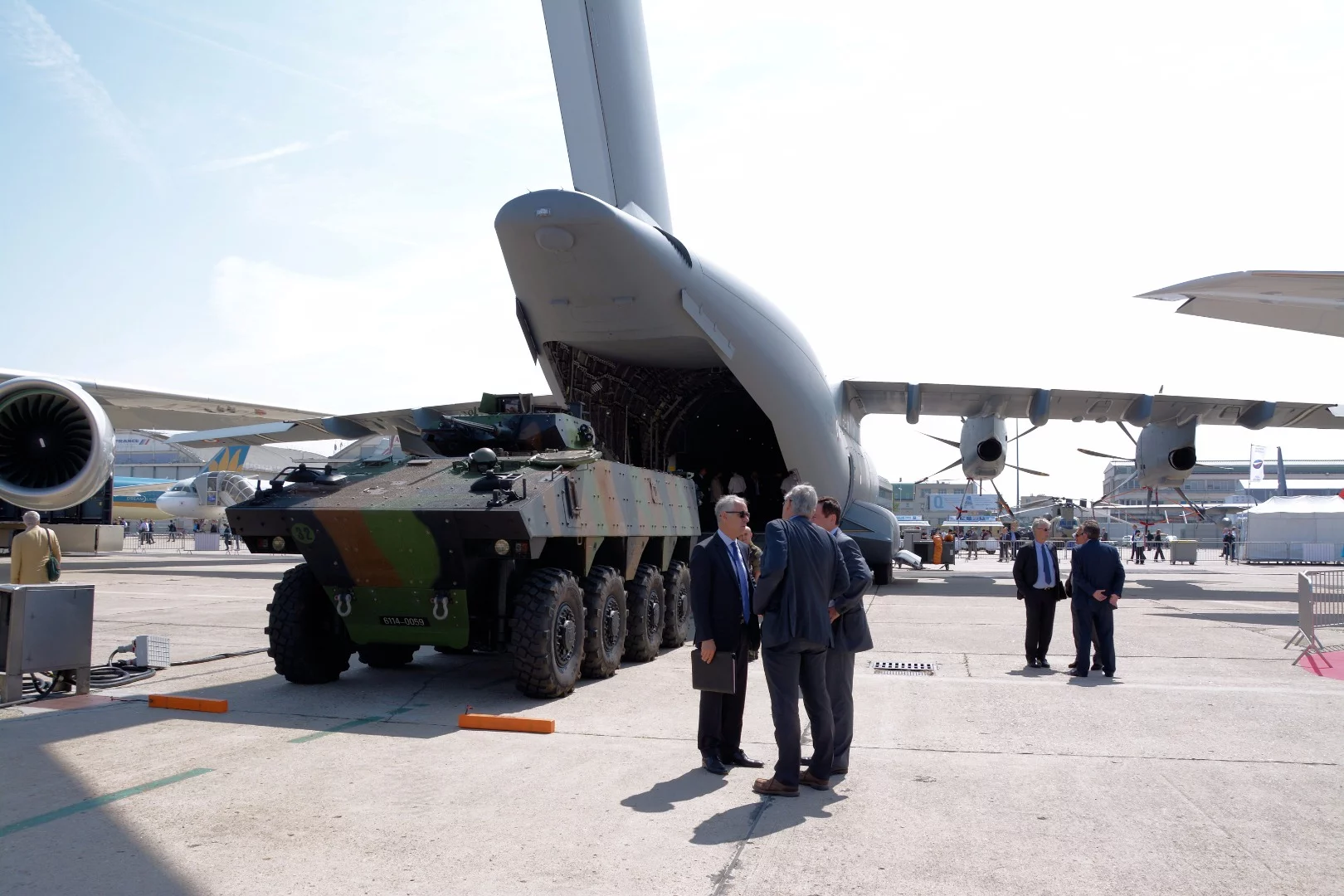 The huge belly of the Airbus A400M military transporter can accommodate an NH90 helicopter or a VBCI infantry fighting vehicle or 116 troops