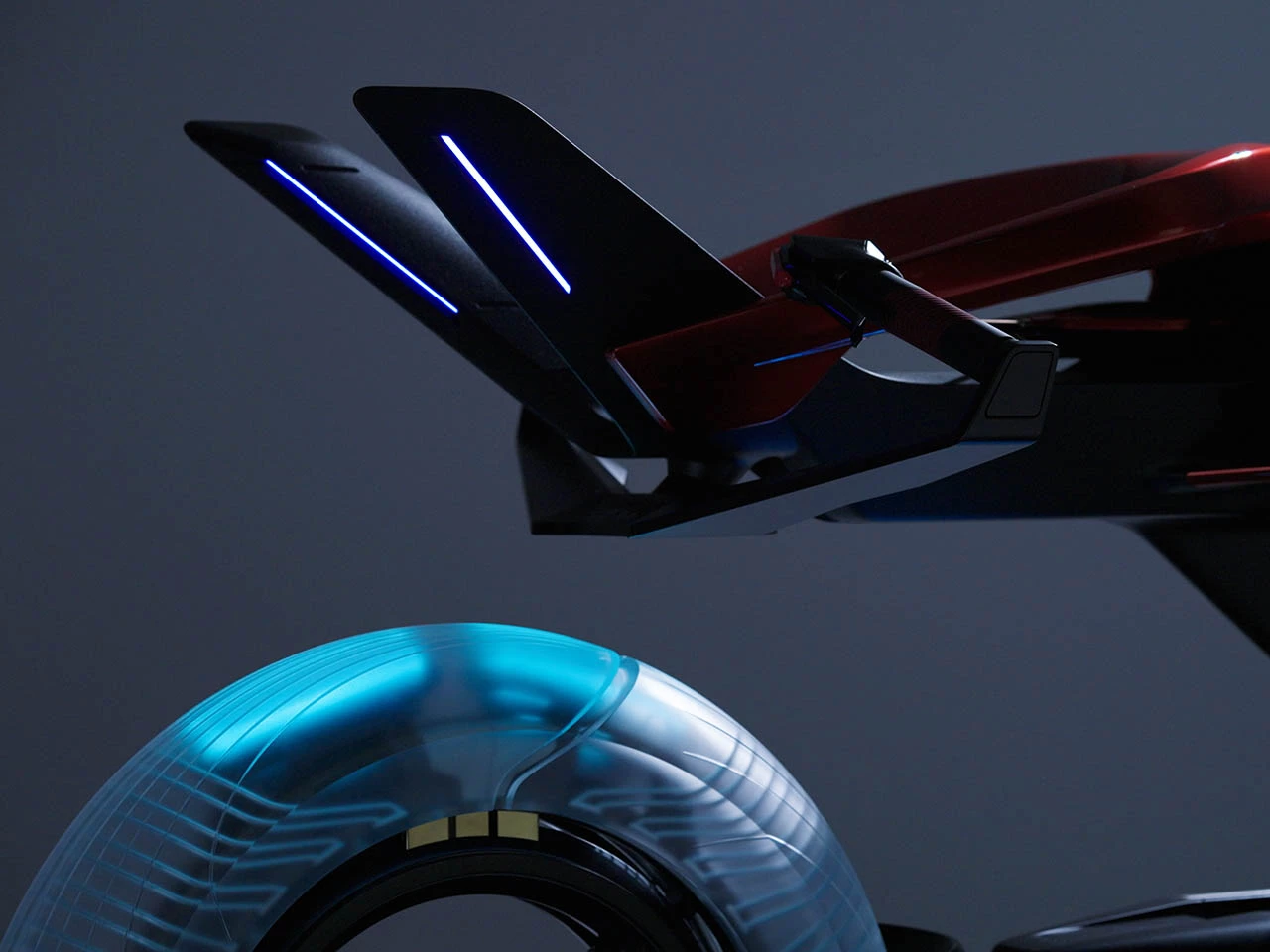 The front headlight is made up of two individual