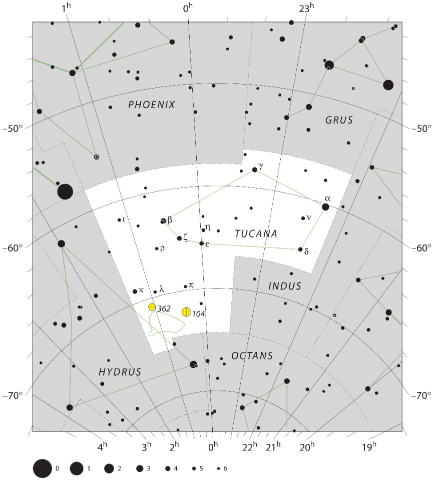 The Small Magellanic Cloud is located in the constellation of Tuscana, and is easily visible to the naked eye on a clear night
