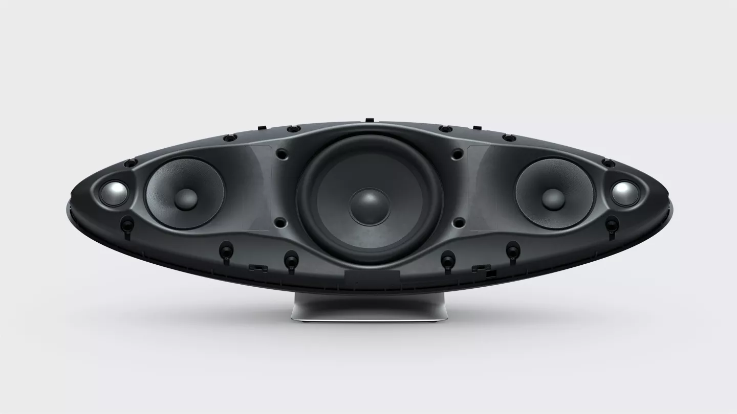 A 6-inch subwoofer in the middle is flanked on either side by a 3.5-inch midrange driver and a 1-inch tweeter for a "room-filling stereo sound no single-box rival can match"
