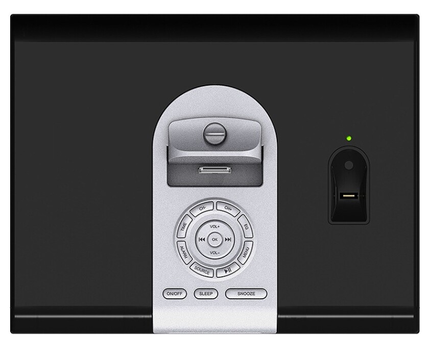 The docking area and controls of the RadioVault