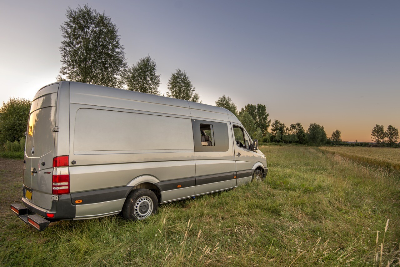 The pair chose a used 2012 Mercedes Sprinter van for the conversion