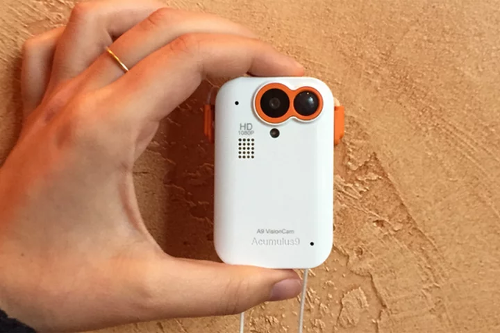 The QindredCam, pictured here in its prototype form, uses an array of sensors to decided when to take snaps